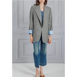 Victoria Beckham Darted Sleeve Tailored Jacket in Titanium UK 6 US 2